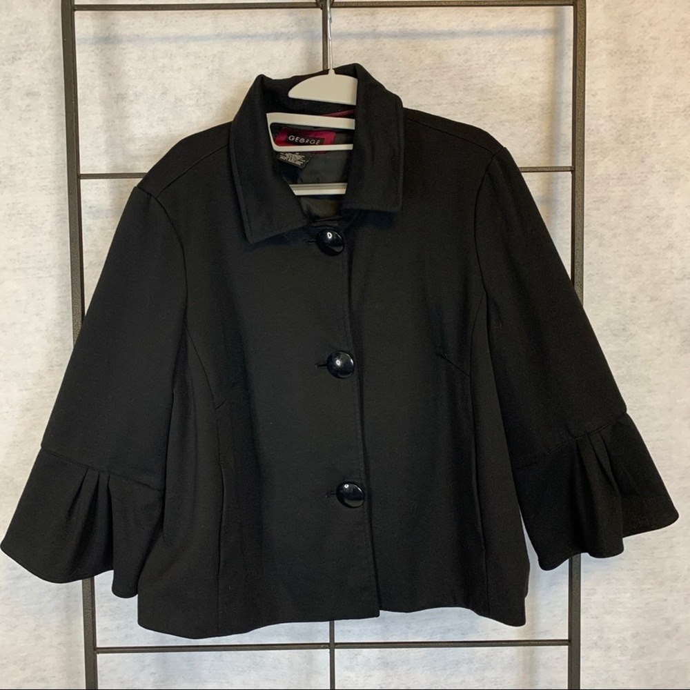 George Cropped Button Cape‎ Style Blazer Black Women's Size M